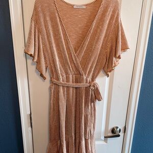 Ces Femme Tan Striped Midi Dress